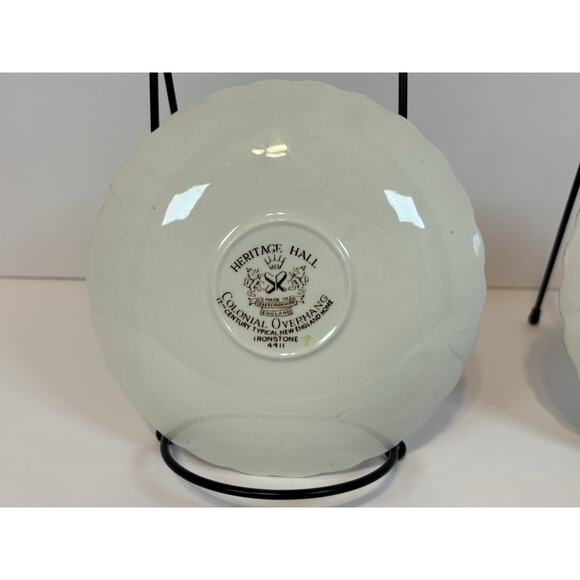 Heritage Hall Colonial Overhang Ironstone Plates Set of 4 Brown Transferware - Picture 4 of 9